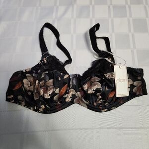 NWT Elomi Black Floral Women's Bra, 36DD
